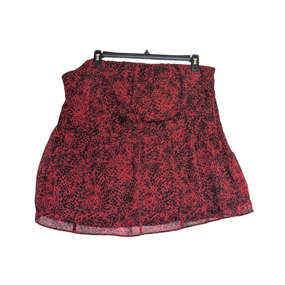 Lane Bryant Strapless Red & Black Animal Print Blouse Size 24